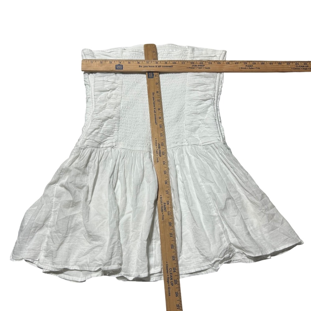 Abercrombie &‎ Fitch White Ruched Strapless Mini Dress Smocked Back Size M - Picture 2 of 5